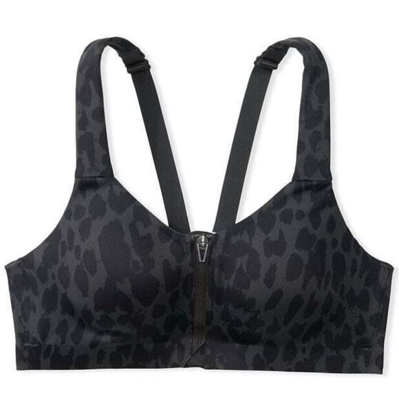 Victoria’s Secret knockout Maximum Support Front Close Sports Bra gray leopard - Picture 1 of 5